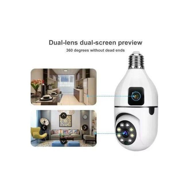 Caméra WIFI à Ampoule E27, Zoom 10X, Double Objectif, Surveillance Intérieure, Suivi Humain