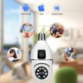 Caméra WIFI à Ampoule E27, Zoom 10X, Double Objectif, Surveillance Intérieure, Suivi Humain