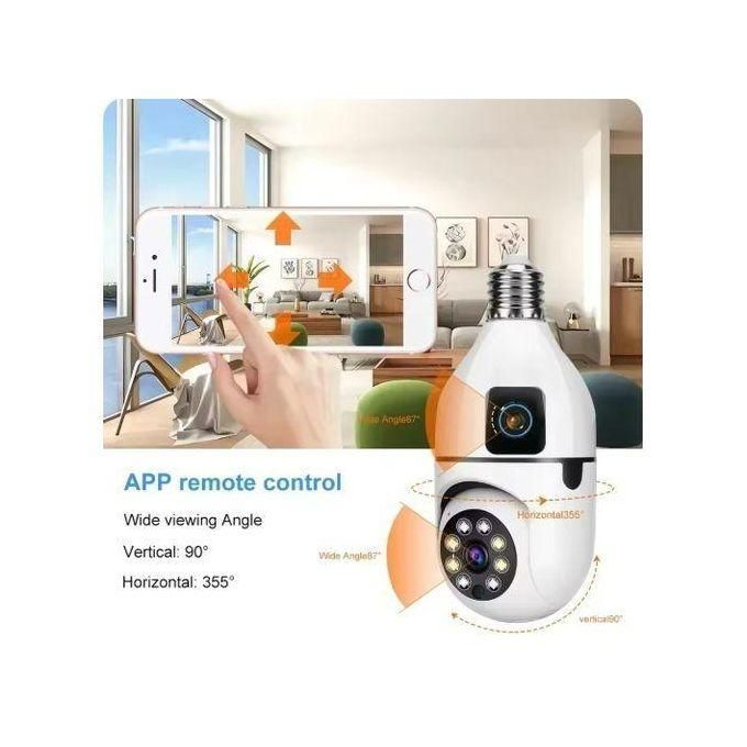 Caméra WIFI à Ampoule E27, Zoom 10X, Double Objectif, Surveillance Intérieure, Suivi Humain