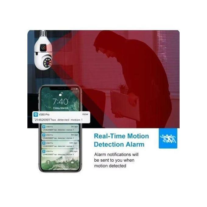 Caméra WIFI à Ampoule E27, Zoom 10X, Double Objectif, Surveillance Intérieure, Suivi Humain
