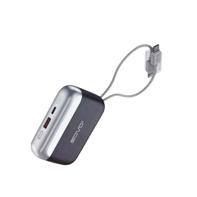 Sovo Power Bank 10000mAh PD-22 Noir – Charge Rapide 22.5W PD - Câble Type-C