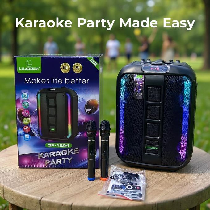 Leadder Garnde Enceinte Bluetooth Trolley - 2 micros - SP-1204 - 4400mAH - Noir - 12