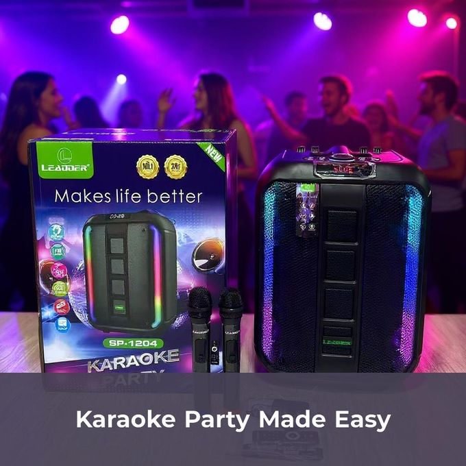 Leadder Garnde Enceinte Bluetooth Trolley - 2 micros - SP-1204 - 4400mAH - Noir - 12