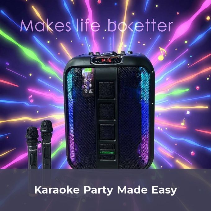 Leadder Garnde Enceinte Bluetooth Trolley - 2 micros - SP-1204 - 4400mAH - Noir - 12